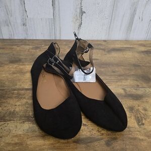 New Epicstep Black Flats With Ankle Straps Womens Size 10